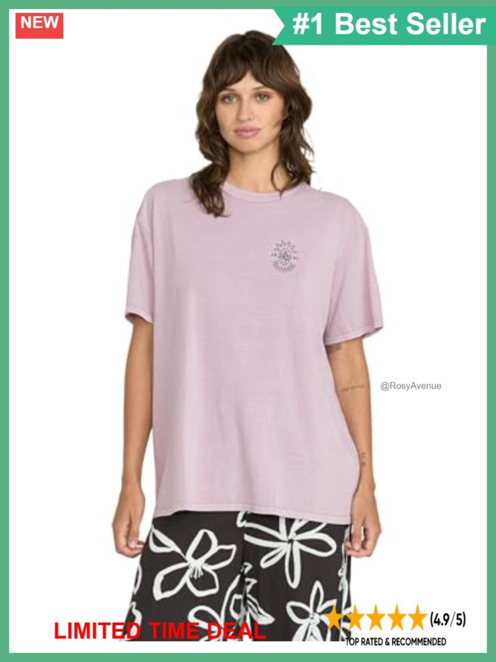 Organic Cotton Boyfriend Tee Floral Graphic Short Sleeve Crew Neck